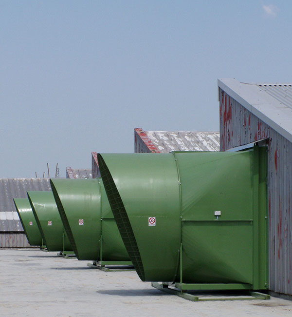 Ventilazione capannoni/grandi superfici elicoidali installati sul tetto