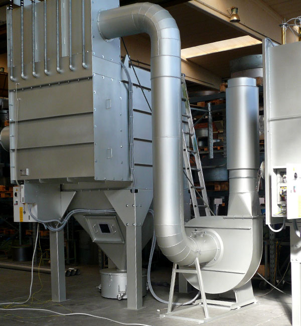 Filtro a maniche versione ridotta scarico polveri in contenitore